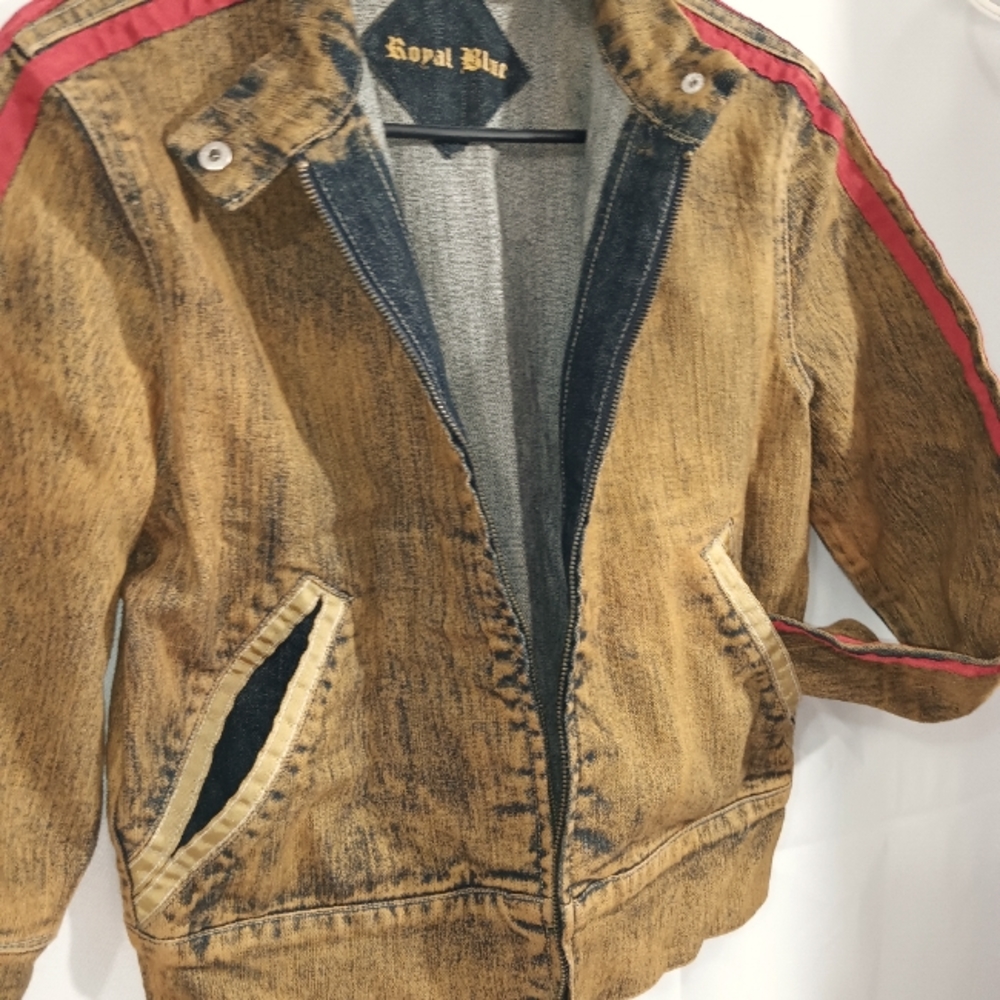 Unisex Denim Jacket Urban Vintage Style ROYAL BLUE light weight SIZE LARGE